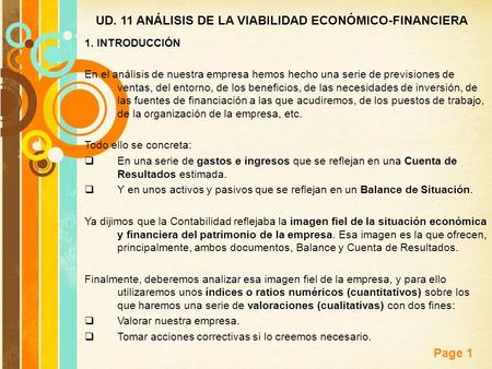 UD. 11 ANÁLISIS DE LA VIABILIDAD ECONÓMICO-FINANCIERA