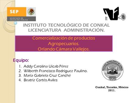 Comercialización de productos Agropecuarios. Orlando Cámara Vallejos.