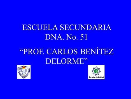 ESCUELA SECUNDARIA DNA. No. 51 “PROF. CARLOS BENÍTEZ DELORME”