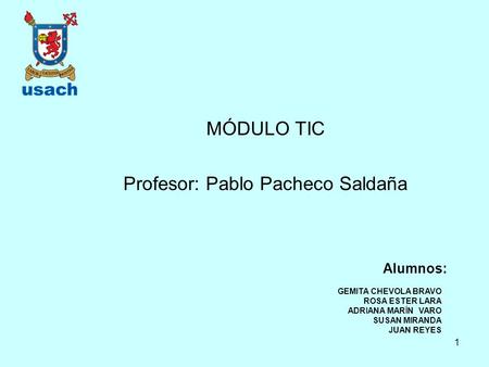 MÓDULO TIC Profesor: Pablo Pacheco Saldaña