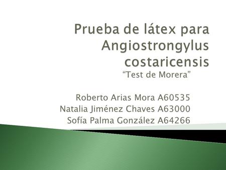 Prueba de látex para Angiostrongylus costaricensis