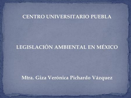 CENTRO UNIVERSITARIO PUEBLA Mtra. Giza Verónica Pichardo Vázquez