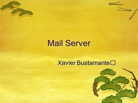 Mail Server Xavier Bustamante. Objetivo: Permitir que usuarios en la red puedan enviar y recibir mail. HUB user10 user20 Mac OS X Server 10.4 user30.