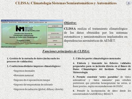 CLISSA: Climatología Sistemas Semiautomáticos y Automáticos