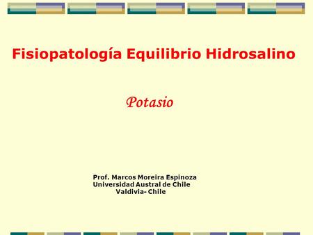 Potasio Fisiopatología Equilibrio Hidrosalino