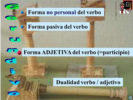 Gerundivo Forma no personal del verbo Forma pasiva del verbo