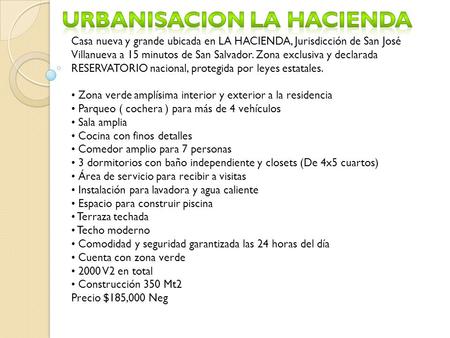 Urbanisacion La hacienda