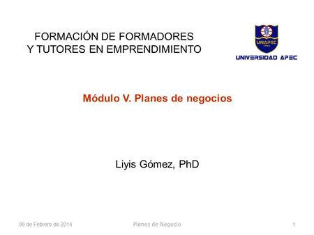 Módulo V. Planes de negocios