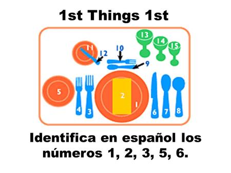 1st Things 1st Identifica en español los números 1, 2, 3, 5, 6.