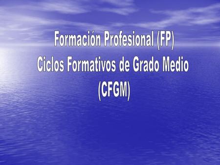 Formación Profesional (FP) Ciclos Formativos de Grado Medio (CFGM)