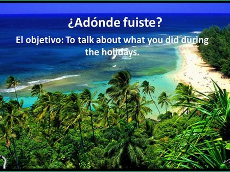 ¿Adónde fuiste? El objetivo: To talk about what you did during the holidays.