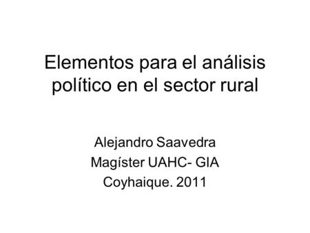 Elementos para el análisis político en el sector rural