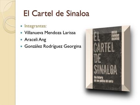 El Cartel de Sinaloa Integrantes: Villanueva Mendoza Larissa