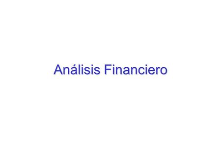 Análisis Financiero.