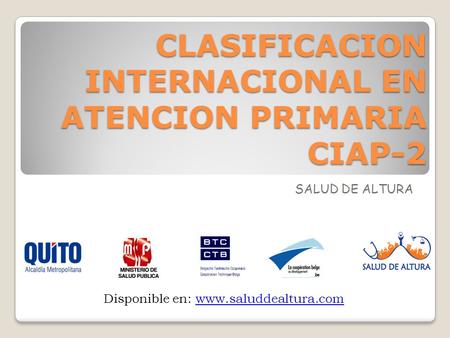 CLASIFICACION INTERNACIONAL EN ATENCION PRIMARIA CIAP-2