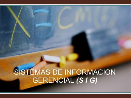 SISTEMAS DE INFORMACION GERENCIAL (S I G)