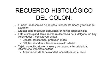RECUERDO HISTOLÓGICO DEL COLON: