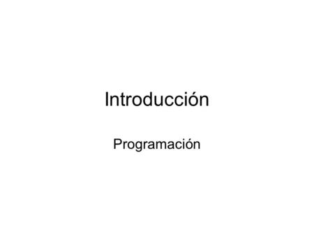 Introducción Programación.