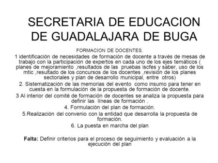 SECRETARIA DE EDUCACION DE GUADALAJARA DE BUGA