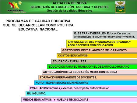ALCALDIA DE NEIVA SECRETARÌA DE EDUCACIÓN, CULTURA Y DEPORTE Unidad Pedagógica y Calidad Educativa ALCALDIA DE NEIVA SECRETARÌA DE EDUCACIÓN, CULTURA Y.