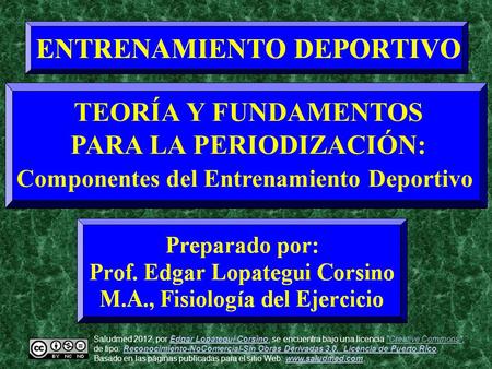 PARA LA PERIODIZACIÓN: Componentes del Entrenamiento Deportivo