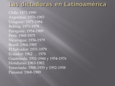 Las dictaduras en Latinoamérica