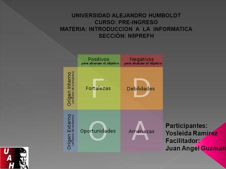 UNIVERSIDAD ALEJANDRO HUMBOLDT MATERIA: INTRODUCCION A LA INFORMATICA
