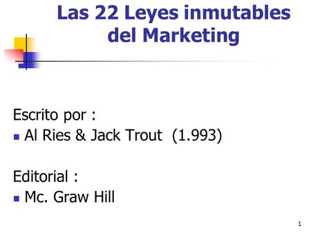 Las 22 Leyes inmutables del Marketing