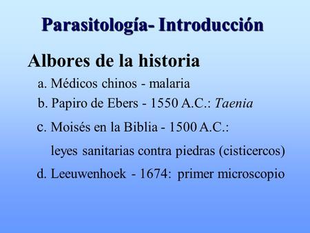 Parasitología- Introducción