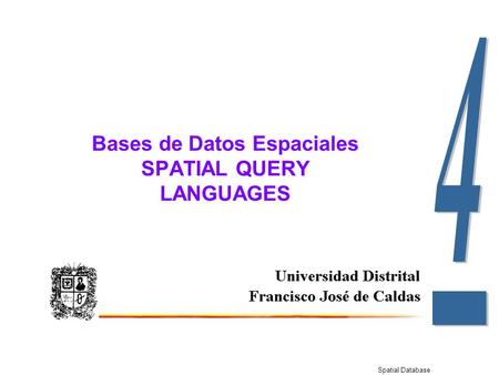 Bases de Datos Espaciales SPATIAL QUERY LANGUAGES