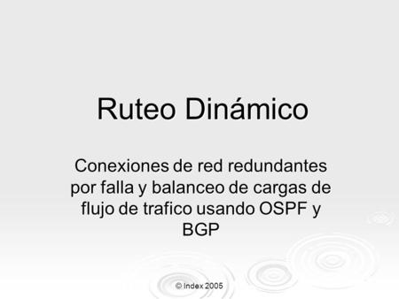 Ruteo Dinámico Conexiones de red redundantes por falla y balanceo de cargas de flujo de trafico usando OSPF y BGP © Index 2005.
