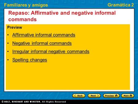 Repaso: Affirmative and negative informal commands