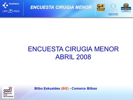 ENCUESTA CIRUGIA MENOR Bilbo Eskualdea (BiE) - Comarca Bilbao ENCUESTA CIRUGIA MENOR ABRIL 2008.