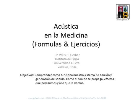 Acústica en la Medicina (Formulas & Ejercicios)