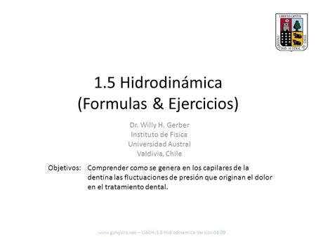 1.5 Hidrodinámica (Formulas & Ejercicios)