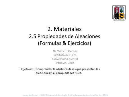 2. Materiales 2.5 Propiedades de Aleaciones (Formulas & Ejercicios)
