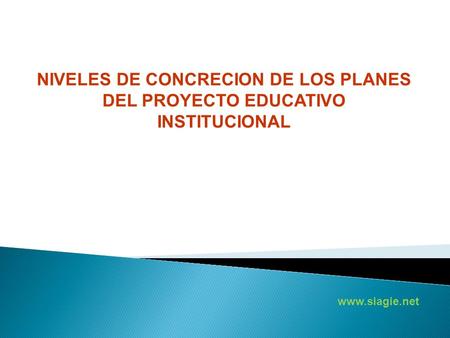 Www.siagie.net NIVELES DE CONCRECION DE LOS PLANES DEL PROYECTO EDUCATIVO INSTITUCIONAL.
