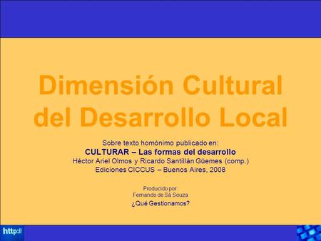 Dimensión Cultural del Desarrollo Local