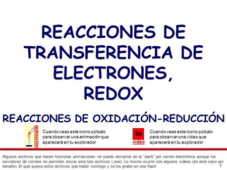 REACCIONES DE TRANSFERENCIA DE ELECTRONES, REDOX