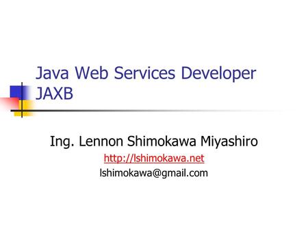 Java Web Services Developer JAXB