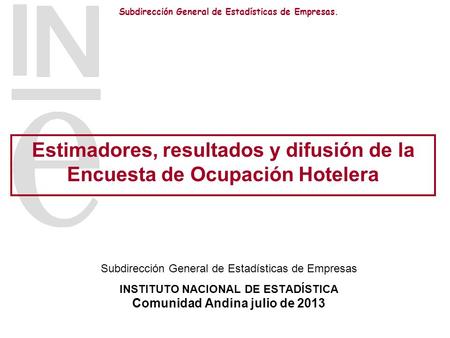 INSTITUTO NACIONAL DE ESTADÍSTICA Comunidad Andina julio de 2013