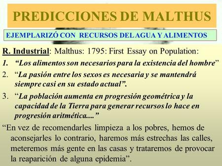 PREDICCIONES DE MALTHUS