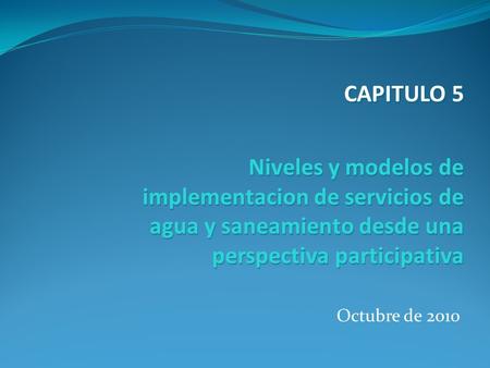 Octubre de 2010 Niveles y modelos de implementacion de servicios de agua y saneamiento desde una perspectiva participativa CAPITULO 5.