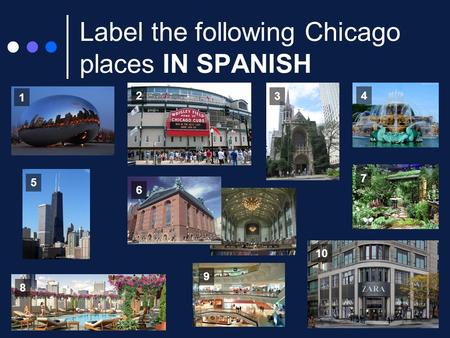 Label the following Chicago places IN SPANISH