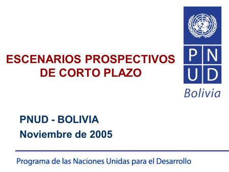 ESCENARIOS PROSPECTIVOS DE CORTO PLAZO PNUD - BOLIVIA Noviembre de 2005.