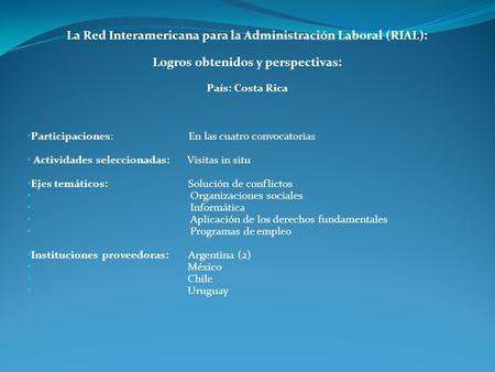 La Red Interamericana para la Administración Laboral (RIAL):