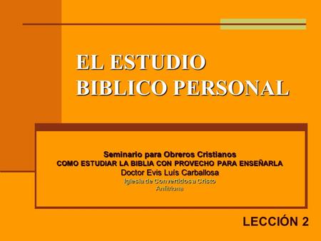 EL ESTUDIO BIBLICO PERSONAL