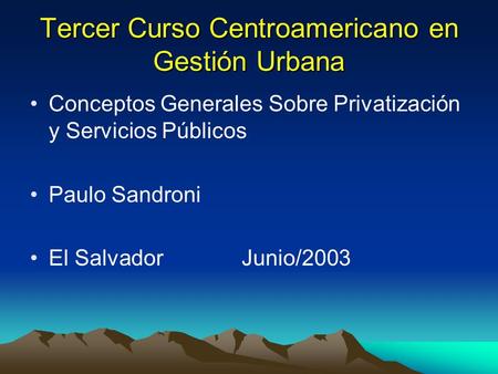 Tercer Curso Centroamericano en Gestión Urbana