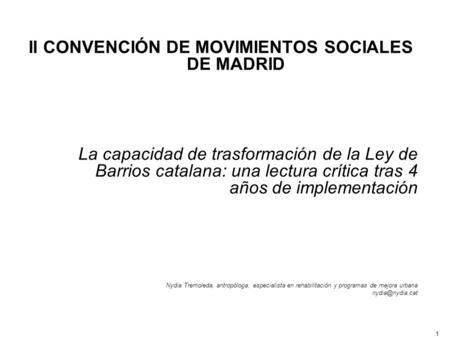 II CONVENCIÓN DE MOVIMIENTOS SOCIALES DE MADRID