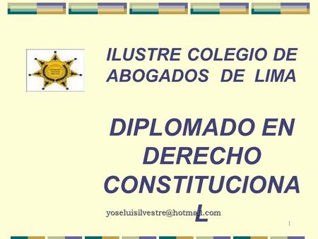 ILUSTRE COLEGIO DE ABOGADOS de lima Diplomado en derecho constitucional yoseluisilvestre@hotmail.com.